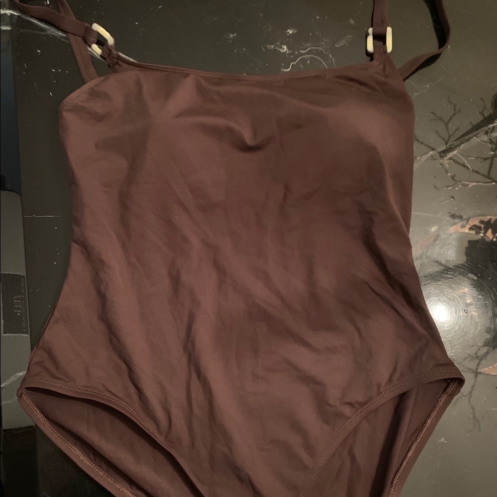One piece brown bathing suit